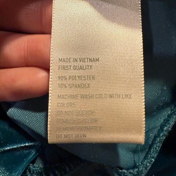 Aerie Teal Blue Velvet Long Sleeve Women Medium Soft Lounge Holiday Y2K Velour - Picture 5 of 7